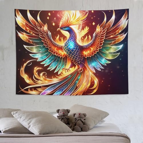 Tapisserie Phénix 150×200cm, décoration murale en tissu pour salon et chambre