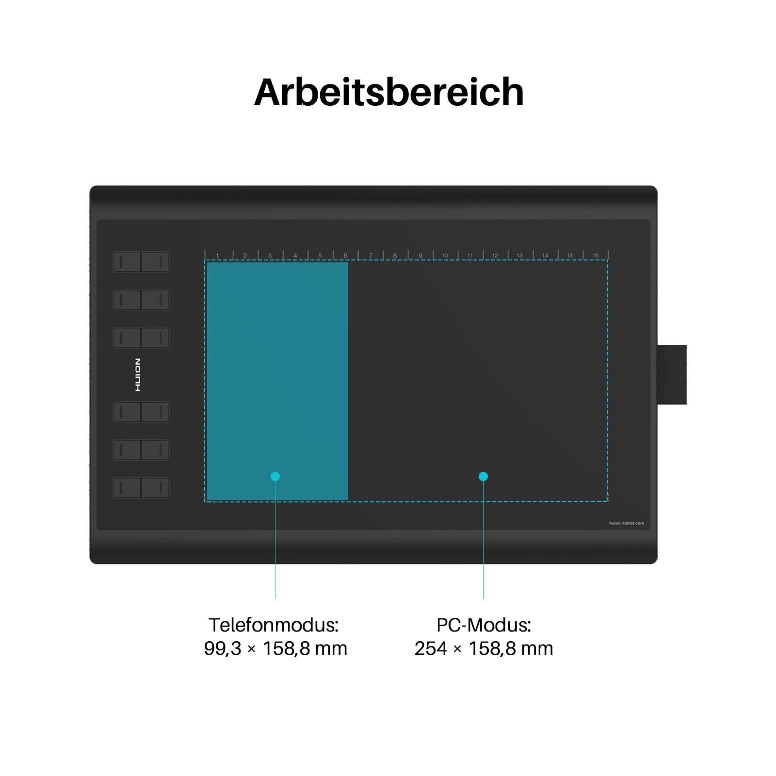 HUION Inspiroy H1060P Grafiktablett mit 10 x 6,25 Zoll Arbeitsfläche, Batterielosem Eingabestift und 12 Hotkeys, Zeichentablett für Win, Mac, Android,Ideal zum Zeichnen, Online-Unterricht und Arbeiten