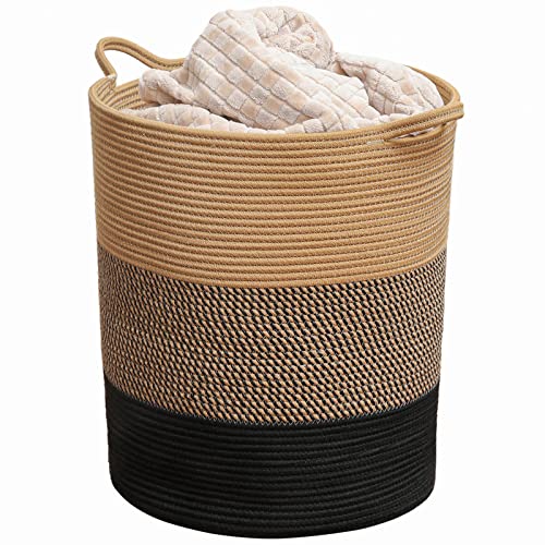 Image of ZLG Cotton Rope Basket 14.15x18.1x15.94Inch Baby Laundry Basket Toy Storage Basket large baskets for blankets
