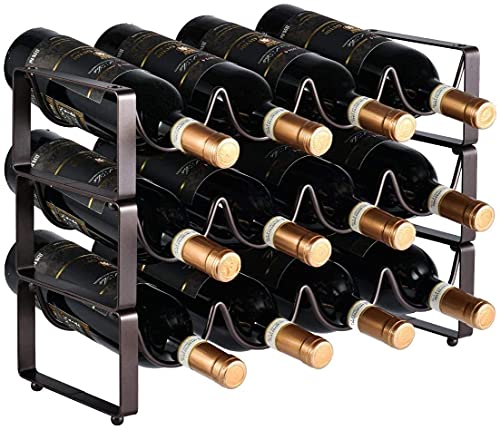Soporte apilable para 12 botellas de vino de metal