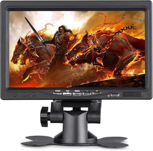BOLEVIC 7 Inch HD Display IPS 1024X600 Resolution Screen Car Rearview Cameras Monitor with HDMI VGA 2 Video Input for Backup Camera for Car DVD VCR PC Laptop Raspberry Pi