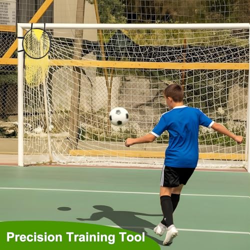 4PCS Soccer Goal Target Nets – High-Visibility Yellow Training Aids for Football Shooting Accuracy, Durable Fiberglass & Oxford Cloth Design, Easy to Attach/Detach - Thumbnail 7