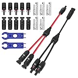 NAVESO Solarkabel Y-Verteiler, 2 Stücke Solarpanel-Kabel PV Paralleladapter, Photovoltaik-Abzweigstecker, Parallel Adapter Solar für Parallel-Photovoltaik-Anschluss