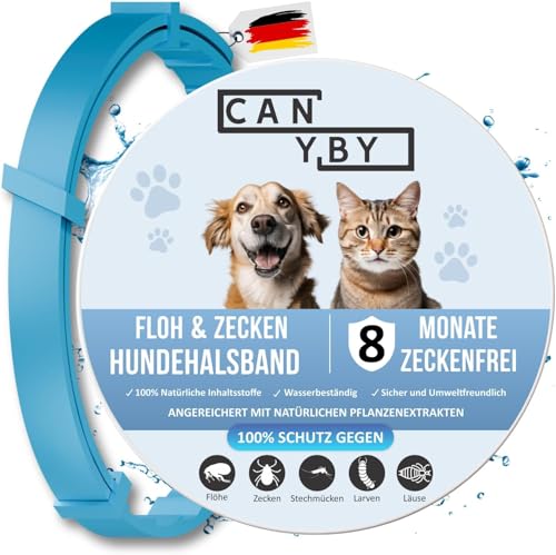 CANYBY Zecken- & Flohhalsband für Katzen und Hunde – Natürlicher Schutz bis zu 8 Monate – Wasserdicht, Verstellbar & mit 100% natürlichen Inhaltsstoffen
