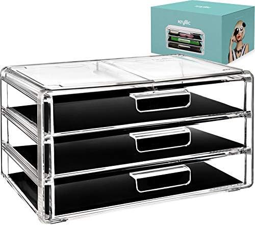 Kryllic Acrylic Makeup Organizer Storage, Countertop, Cosmetic Drawer Storage Organizers - Clear Vanity Cosmetic & Makeup Organizer and Storage - Clear Drawer Organizer