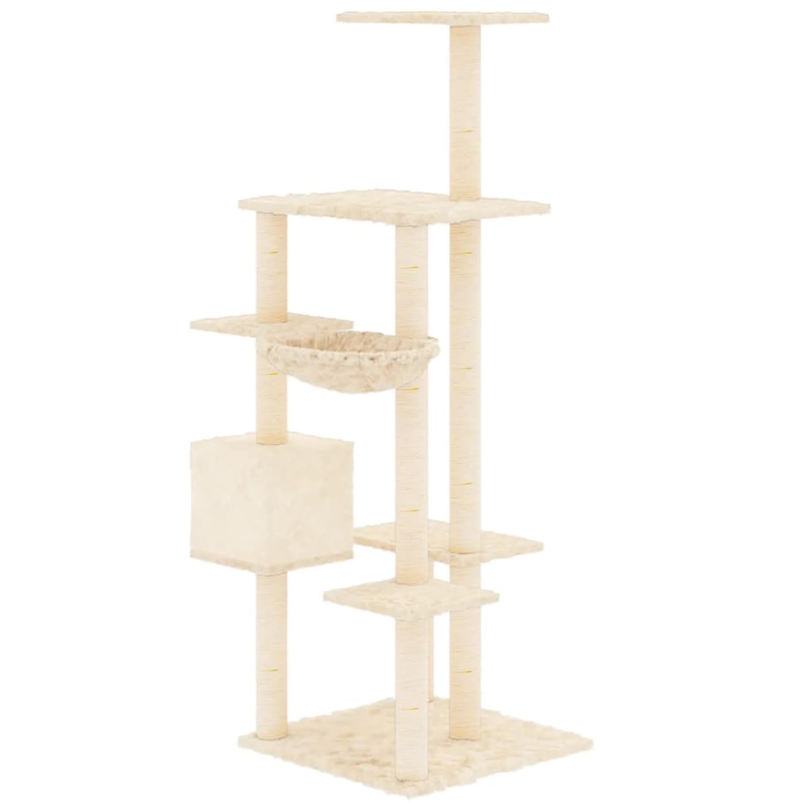 ShGaxin Skrobaczka dla kota z sizalowymi słupkami w kolorze kremowym 142 cm, drapak dla kota, drapak dla kota, akcesoria dla kotów, wieża dla kota, rozrusznik dla kota, domek dla kota