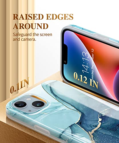 Gviewin Designed For Iphone 14 Case, For Iphone 13 Case 6.1", [10Ft Military Grade Drop Test] Marble Soft Slim Tpu Protective Shockproof Phone Case Cover, Navy Blue #TOP2
