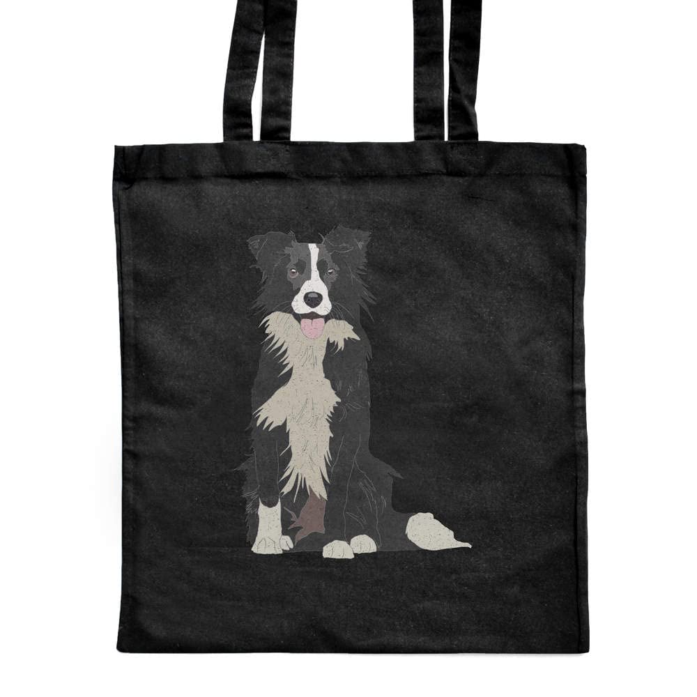 Azeeda 'Border Collie' Classic Black Tote Shopper Bag (ZB00011729)