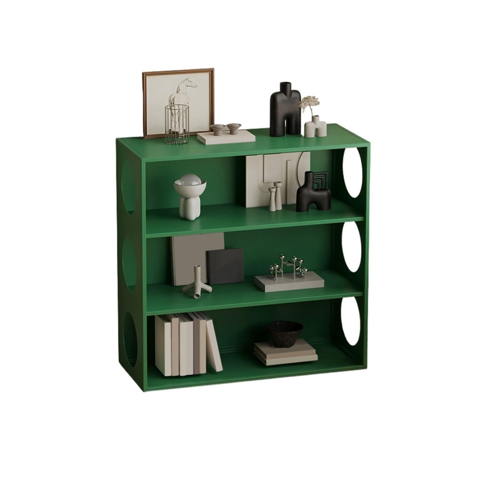 ZYYANSHOP Bookshelf Living Room Vintage Style Carbon Steel Bookshelf Corner Shelving Multi-tier Display Stand(Green)