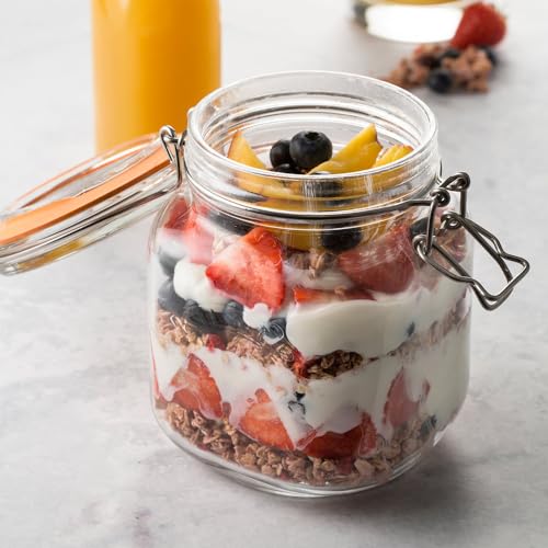 Image of Kilner Premium 1.5L Airtight Square Clip Top Glass Jar for Food Storage, Biscuits, Cereals, Pulses | Multipurpose, BPA Free, Reusable Kitchen Container
