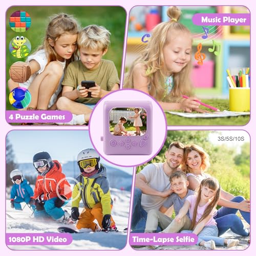 Image of Kids Instant Print Camera for Ages 3-12, 1080P HD Camera with 32GB Card | 2.0 inch Screen, Ink-Free Thermal Printing, 48MP Pixels, 16X Zoom, MP3, Filters and Creative Modes