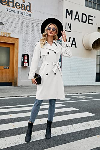 Image of Womens Long Trench Coat Double Breasted Windproof Overcoat With Belt