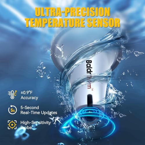 Image of BaldrTherm Pool Thermometer Digital Swimming Floating Easy Read, Anti-Fog 360 Reading, IPX7 Water Temperature Monitor for Hot Tub /Ice Bath /Swimming Pool /SPA /Aquarium /Pond