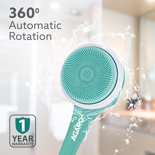 Image of AGARO Electric Bath Brush - USB Rechargeable, IPX6 Waterproof | 5 Brush Heads, 3 Cleaning Modes, 360 Rotatable Electric Shower Brush with 14.5 inch Long Handle