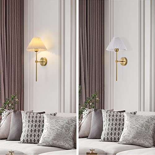 Keluoly Wall Sconces Sets Of 2 White Fabric Lampshade Gold Wall Lamp Column Bracket Wall Lighting Bathroom Dresser Hardwired Lamp Applicable To Living Room Bedroom Dining Room #TOP4