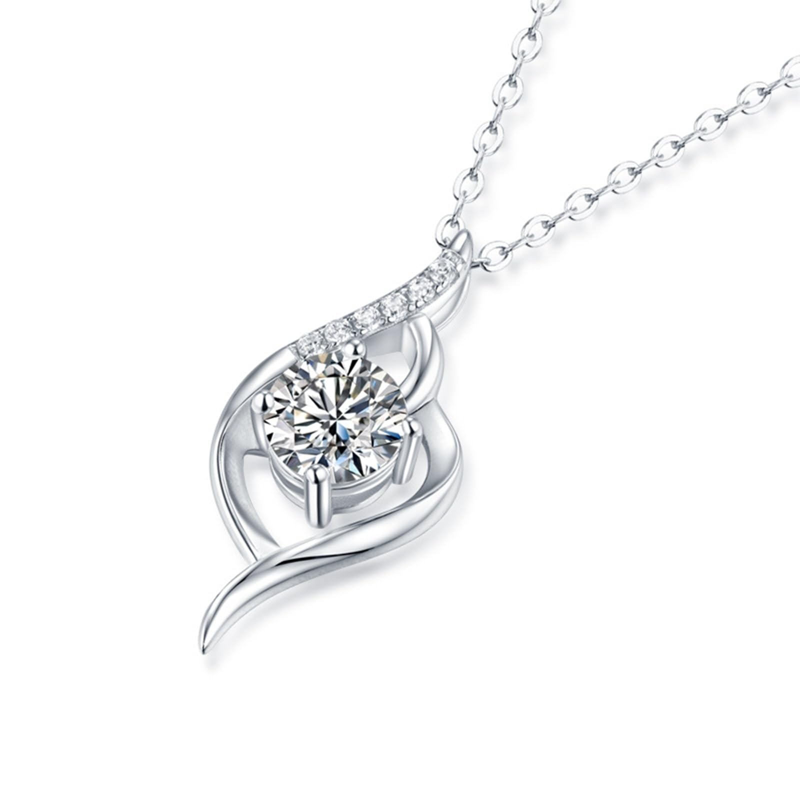 Collar de cadena ajustable para mujer, oro blanco/platino, oro blanco, cadena trenzada para el día de San Valentín, moissanita