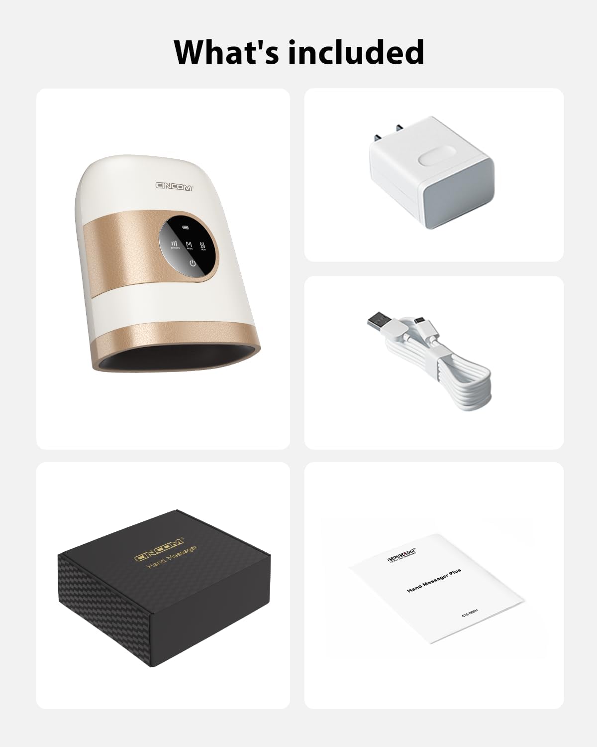 CINCOM Upgraded Hand Massager with Heat and Compression for Arthritis and Carpal Tunnel - Cordless & Rechargeable (Pearl White & Gold) - Image 9