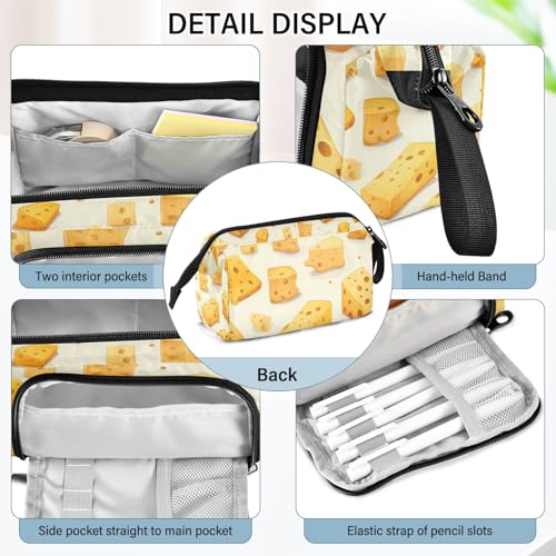 Image of Big Capacity Pencil Case,Cheese Pen Bag Pouch Holder Stationery Bag School College Office Organizer for Teen Adults Student