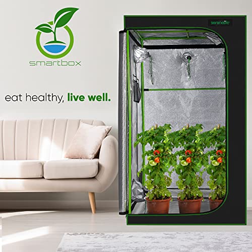 Serenelifehome Small Hydroponic Grow Tent Garden - 48'' X 24'' X 60'' Indoor Plant Growing System W/Durable Reflective 600D Mylar,Includes Removable Floor Tray,Pole Shelf,Black And Green,Slgt48S #TOP2