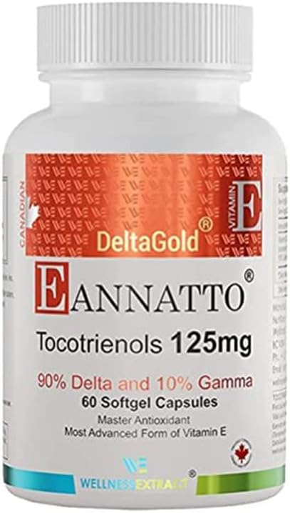 E Annatto Tocotrienols Deltagold 125mg, Vitamin E Tocotrienols Supplements 60 Softgel Capsules, Tocopherol Free, Supports Immune Health & Antioxidant Health (90% Delta & 10% Gamma) (Pack of 1) : Health & Household