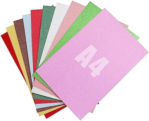 MCPINKY Glitter Cardstock Paper, 52 Sheets A4 Sparkly Paper Premium Craft Cardstock For Party