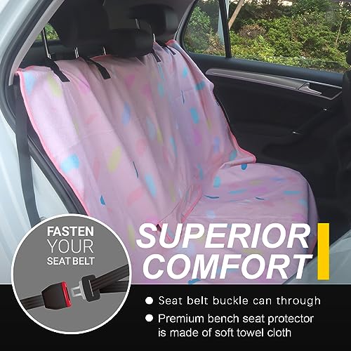 Image of Back Seat Cover for Car Trucks Van SUV Jeep,Waterproof Rear Bench Towel Seat Covers for Kids,Automotive Backseat Protector (Pink Marbling)