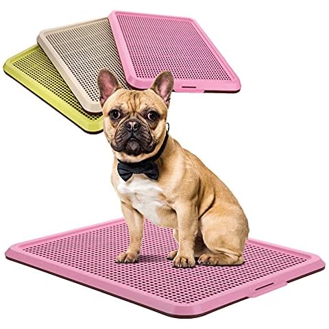 BANU Puppy Pee Pad Holder Indoor Outdoor Dog Potty Toilet Training Tray 20" x 16" for Small and Medium Dogs (Pink) Cover