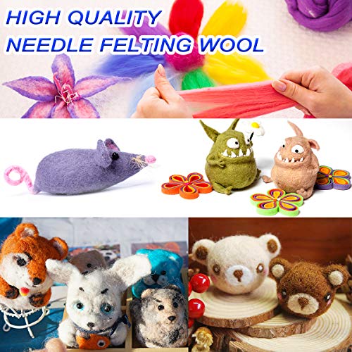Needle Felting Kit 308Pcs Set, Wool Roving 48 Colors Upgraded Needle Felting Tools Kits with Large Felt Molds Storage Box for DIY Craft Animal Home Decoration Christmas Birthday Gift - Thumbnail 2