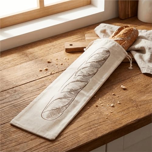 Bolsas para pan de lino de dos tamaños con cierre de cordón ajustable 6