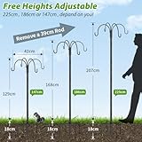 Bird Feeders Hanging Station, 225cm Bird Feeder Stand, Free Standing Heavy Duty Metal Bird Feeding Pole and Hangers, Extra Tall Shepherds Crooks Hooks for The Garden Decorations - Image 2