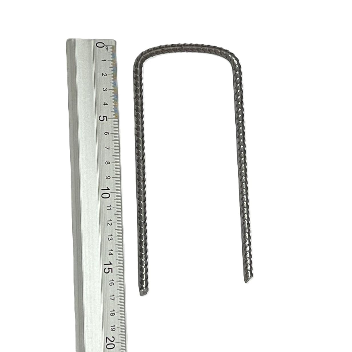 Grapas fijación geomalla y red coco, arilla de rea de 6 mm de grosor, medida 17 x 8 x 17 cm Grapa dura y resistente (Pack de 100 Unidades)