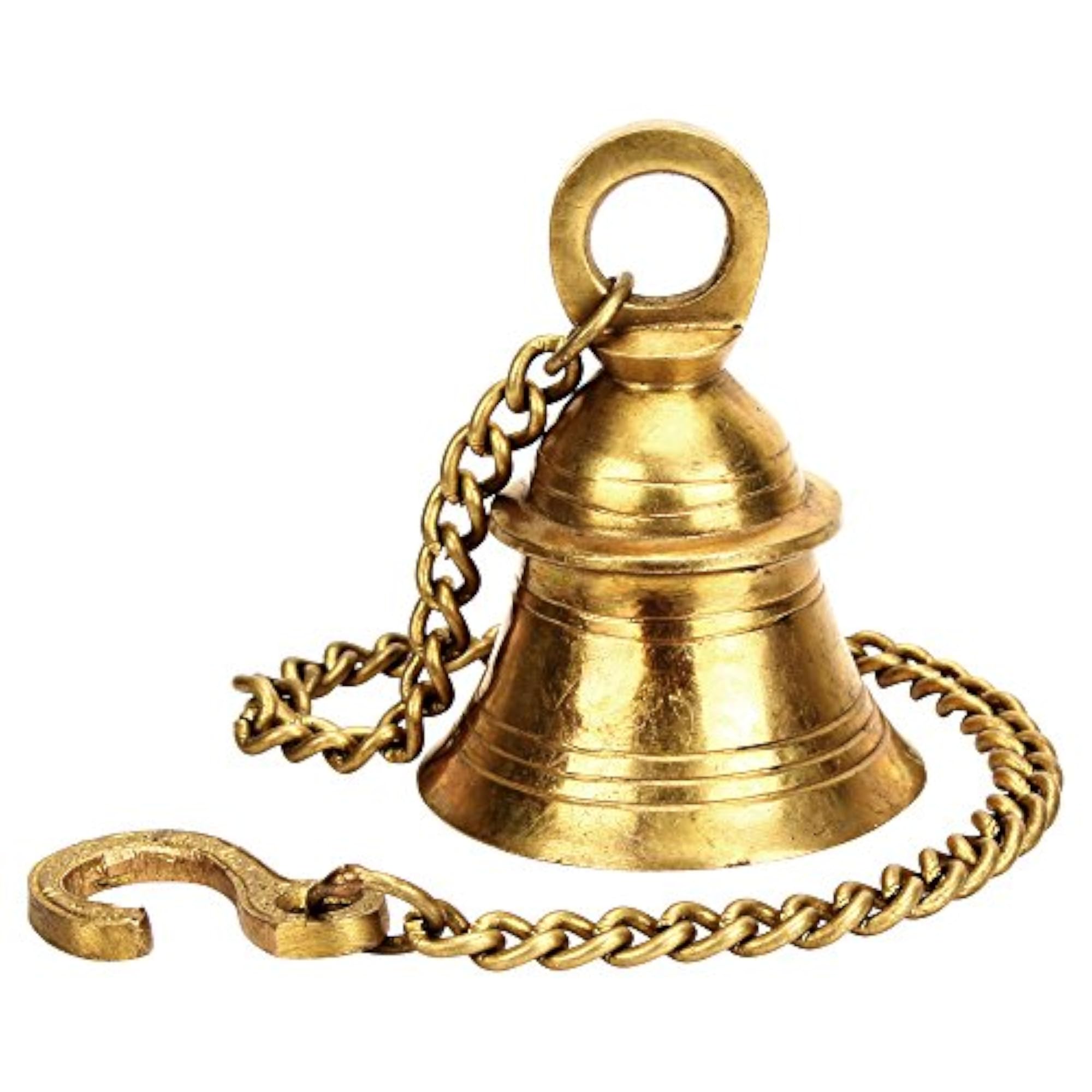 Brass Hanging Bells Pair for Mandir Door Decor