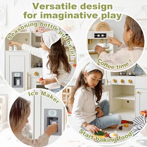Infunsame FS2301B Wooden Play Kitchen For Kids Chef Pretend Kitchen Playset thumb #2