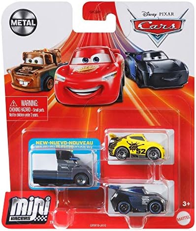 Disney and Pixar Cars Mini Racers (3-Pack), Small Die-Cast Metal Racing Toy Vehicles, Gift for Kids Age 3 Years and Older GKG01