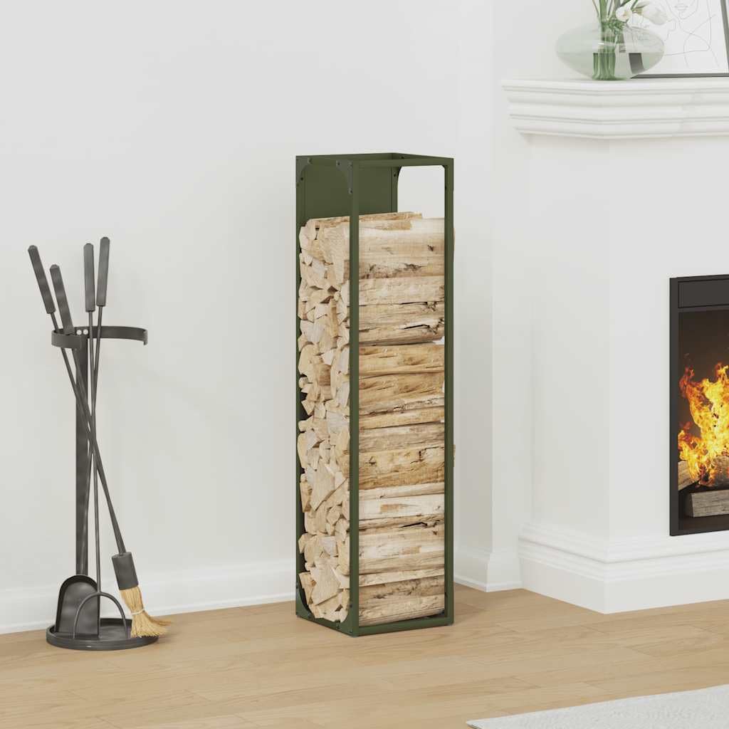 Genérico Leñero Verde Oliva 25x25x100 cm Acero Laminado en frío,Casa y jardín,Accesorios para hornos de leña y chimeneas,Bolsas y Soportes de leña-864270