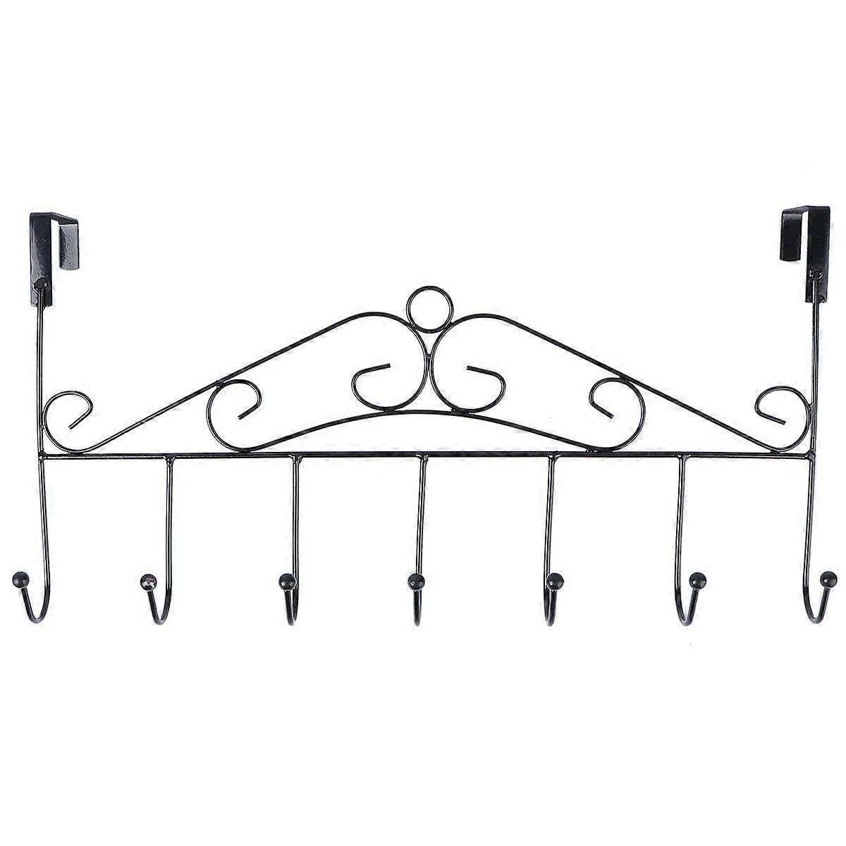 JOYHAPPST Iron Hooks Over The Door Hook Storage Organizer Rack Traceless Hooks Storage Hook for Bedroom Bathroom Livingroon (Black)