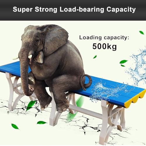 Waterproof ABS Plastic Park Bench, Heavy-Duty 500kg Capacity Outdoor 2-Person Chair for Gym, Poolside, Bathroom & Lounge, Stylish Slatted Seat Design (71in)