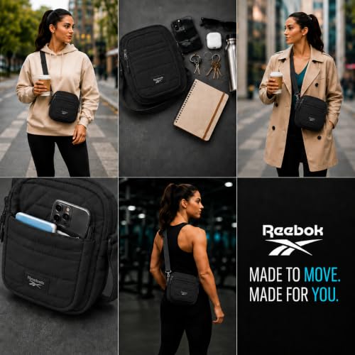 Image of Reebok Womens Crossbody Bags - Lightweight Sling Cell Phone Purse, Quilted Small Crossbody Bags Women
