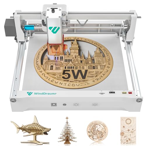 WindDraumr Laser Engraver P1 Pro 5W High Accuracy DIY Laser Engraving Machine with Offline Usage, 200x150mm, 0.08mm Laser Spot, CNC Laser Cutter and Engraver for Wood Painted Metal Acrylic Leather