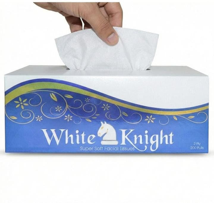 White Knight Super Soft Facial Tissues 2 Ply, 200 Pulls | Super Soft, 2 Ply Thickness, 200 Pulls per Box, Facial Tissue Box, Daily Use-image-12