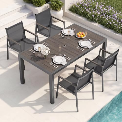 Oasbira 5-Piece Aluminum Charcoal Dining Set