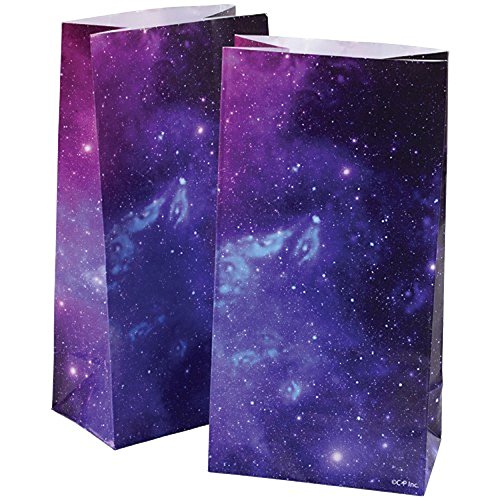 Exfunny 2 Dozen (24) Outer Space Paper Goody Bags -Galaxy Planets - Science Solar System Classroom Party Favors
