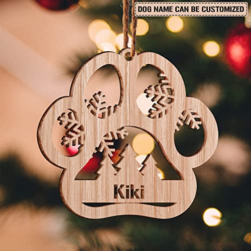 Personalized Dog Paw Shaped Wooden Christmas Ornament Keepsake - Custom Dog Lover Christmas Gifts, Wood Ornament Cutout, Pack 10 (25% Off) #TOP2