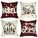 Fahrendom Rustic Farmhouse Style Noel Farms Christmas Trees Red Vintage Truck Winter Holiday Sign Cotton Linen Home Decorative Throw Pillow Case Cushion Cover with Words for Sofa Couch 18 x 18 in