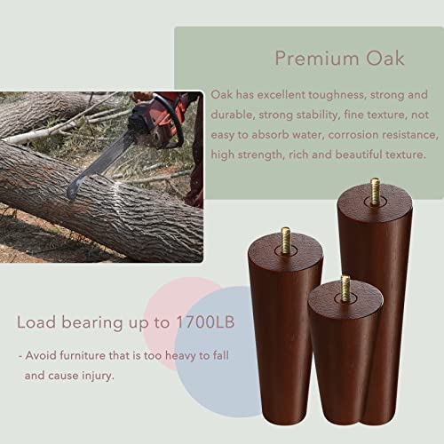 KOIKEY Gambe per mobili in legno, 15 cm, in legno