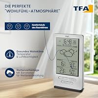TFA Dostmann Funk Wetterstation Xena, 35.1162.54, mit Außensensor, Innen und Außentemperatur messen, mit Wettervorhersage, inkl Funkuhr, Luftfeuchtigkeit, batteriebetrieben, silber – Ansicht 3