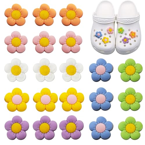 Crocs Anstecker 21 Stücke Crocs Stecker Set für Mädchen, Jungen und Erwachsene Crocks Pins Schön Schuh Charms Blumen Schuhanhänger Schuhanstecker Blumen-Anhänge
