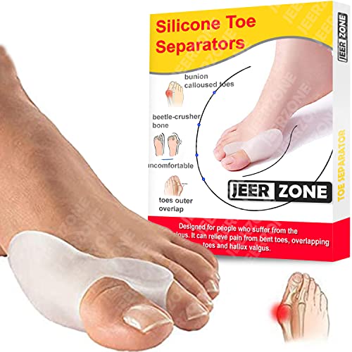Image of Gel Bunion Guard Toe Separators to Correct Bunions, Corrector, Toe Spreader Pain Relief From Two Finger Toe Separator Hallux Valgus- Crooked Toes, Corrector (White) (1 Pair (2PCS))