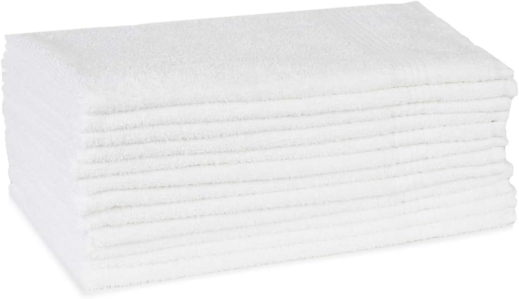 Honest Linen White Spindle 16 X 30 Hand Towel Set- 12 Quick Dry Long Lasting Hand Towels -Super Absorbent, Double Stitched and Long Lasting