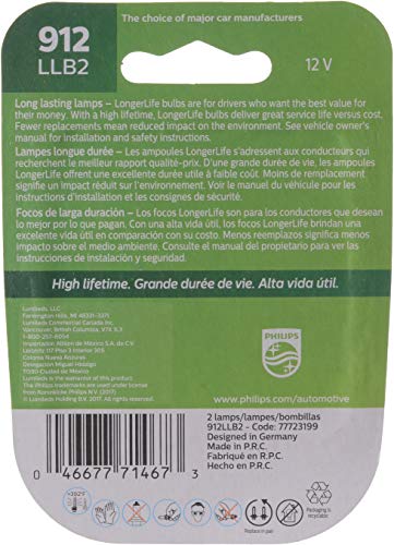 Philips 912Llb2 Longerlife Miniature Bulb, 2 Pack #TOP1